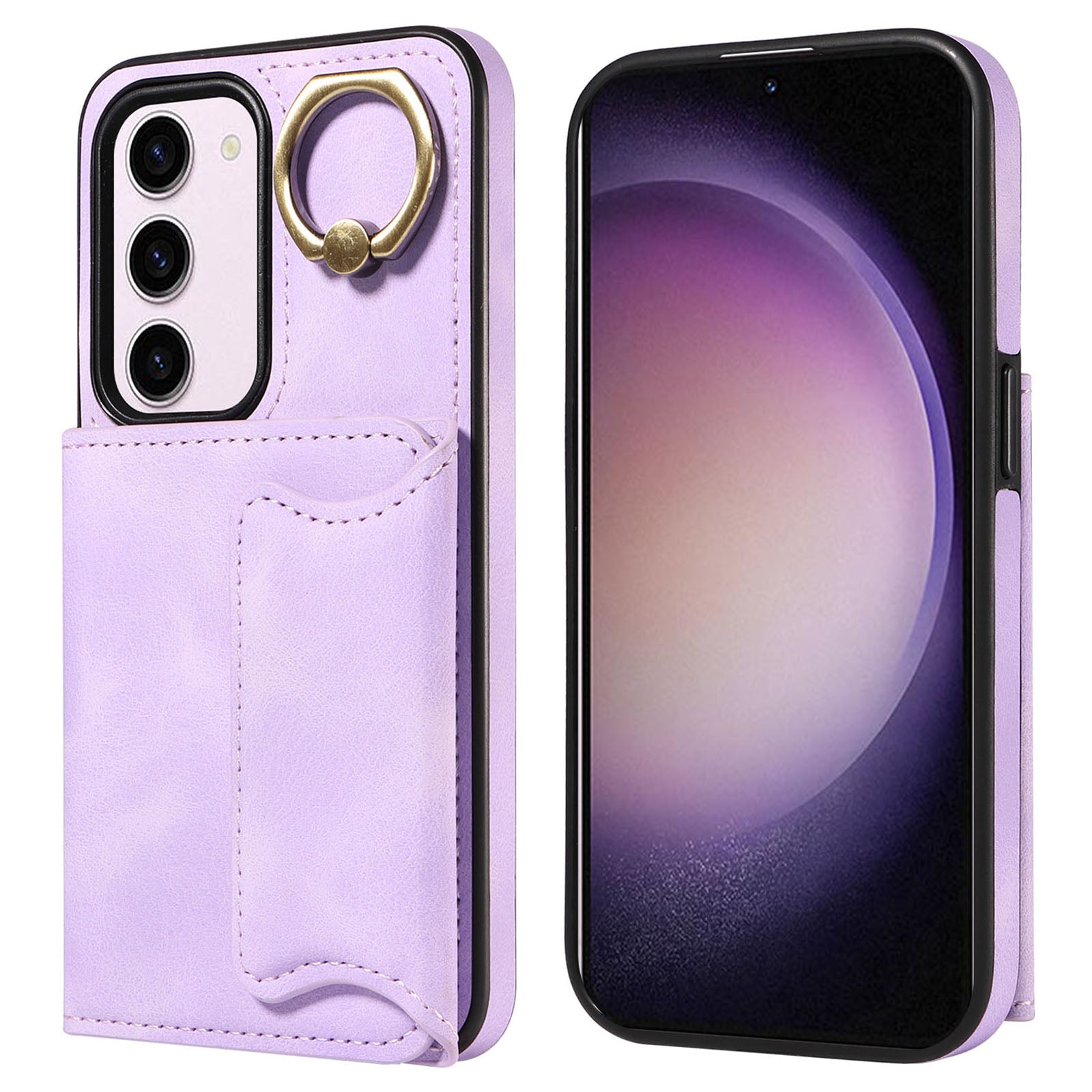 001 PU Leather TPU Back Cover for Samsung Galaxy S23 Ring Kickstand Phone Case with Card Holder 001 PU Leather TPU Back Cover for Samsung Galaxy S23 Ring Kickstand Phone Case with Card Holder